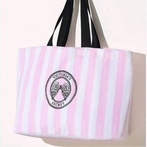 Victoria's Secret Pink & White Stripe Tote Bag